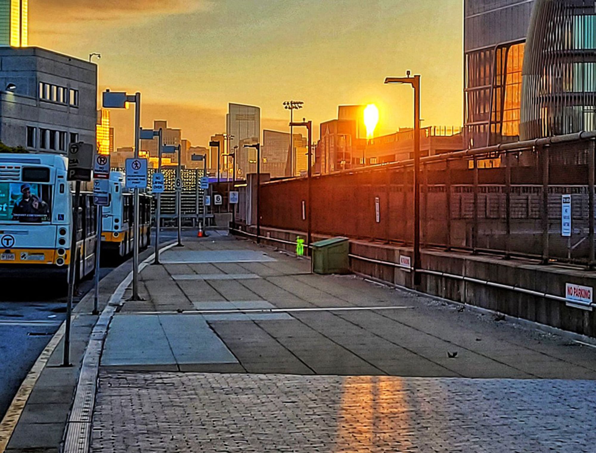 Sunrise over the Ruggles busway