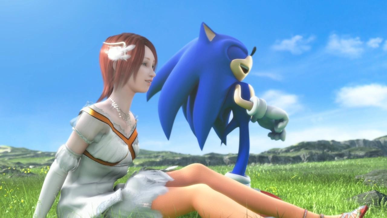 The sonic game with creepily realistic human characters.  It tried to have plot.

The image shown is from a scene where the creepily human princess and sonic teach each other to laugh in the face of trauma.