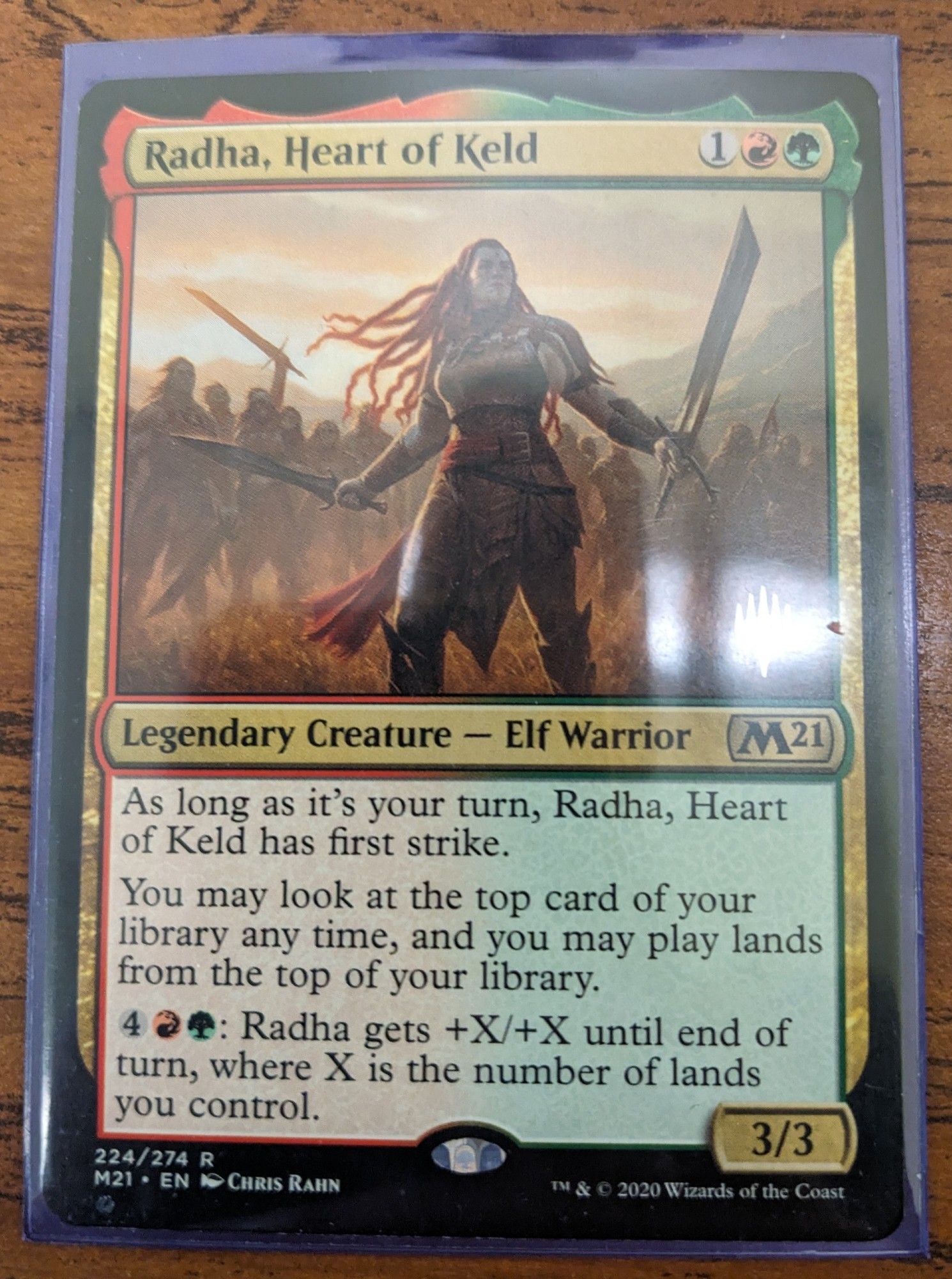 The Magic: the Gathering card Radha, Heart of Keld.  I basically wanted my Commander to be Courser of Kruphix and this is as close to that as I could get.