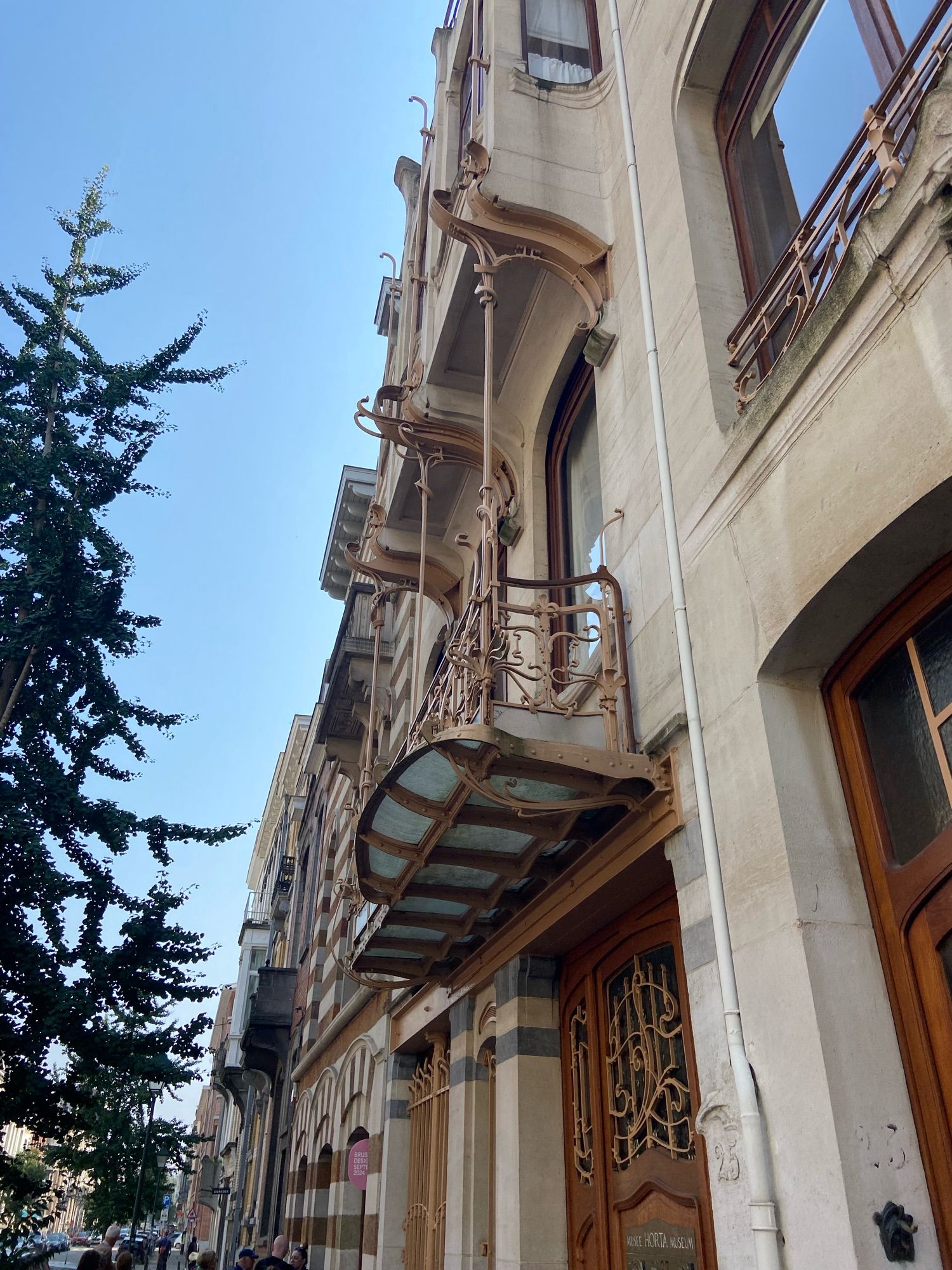 Detail of ironwork outside the victor horta house