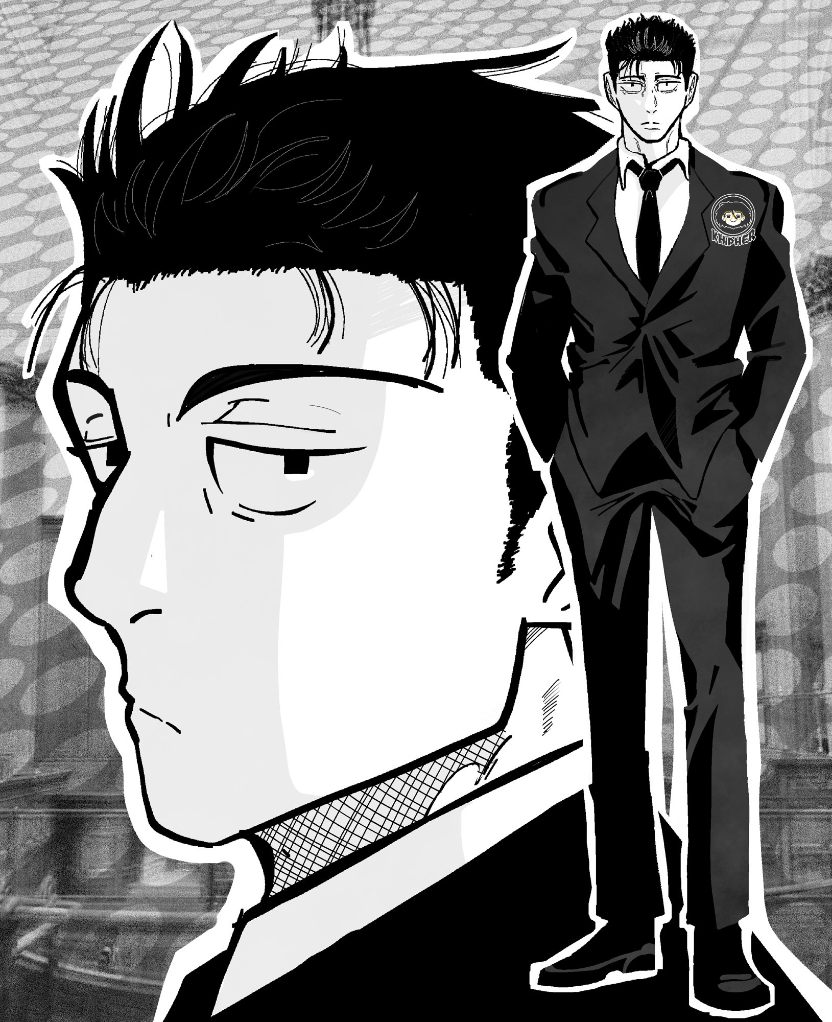 A drawing of Higuruma from Jujutsu Kaisen. He’s frowning 🙁 