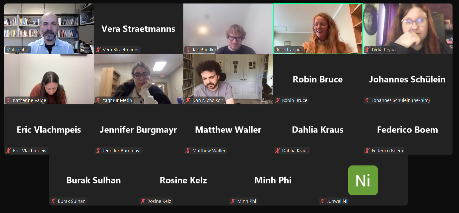 Screenshot from zoom showing participants during the discussion.