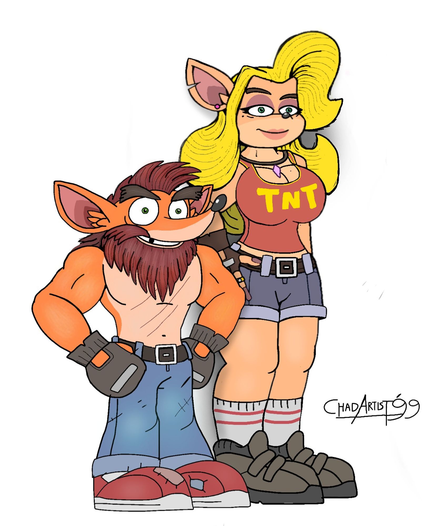 This is one of my favorite ships, I know about how Tawna end up in the past like the Japanese manga, Boom Bang and also for what James Loy Martin drew as a concept in early production for CB4 which was scrapped 

I ignore that and stick with imagining that she never dump him and was with the nitro squad doing her own heroic missions all the time while Crash was stopping Cortex during the two sequels 

I don't like Pinstripe x Tawna but i respect people who like that ship 
I prefer Crash x Tawna more because they where meant to be together in the first place and the original team behind Naughty Dog still support them, Tawna being gone, Take the blame on the sexists at Universal interactive