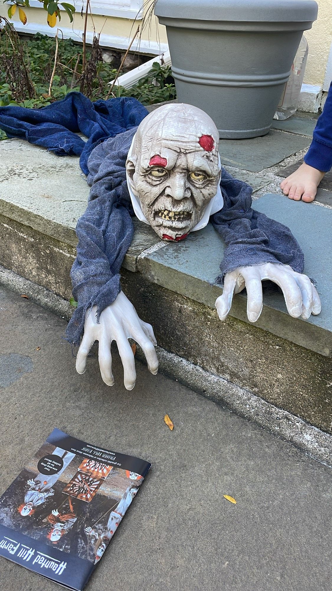 A crawling zombie decoration