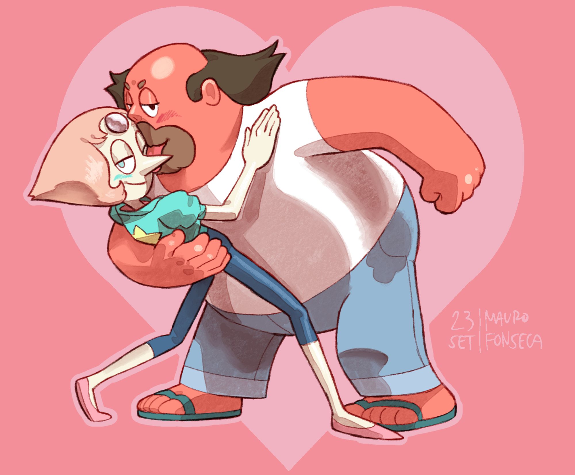 greg universe posing romantically with pearl