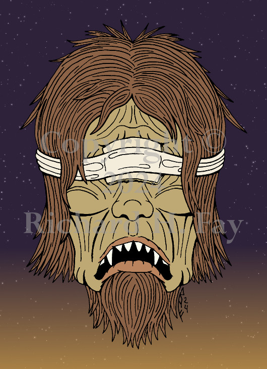 This illustration by Richard H. Fay depicts the most famous Cyclops of ancient Greek myth, the savage man-eating Polyphemus, after he was blinded by Odysseus.