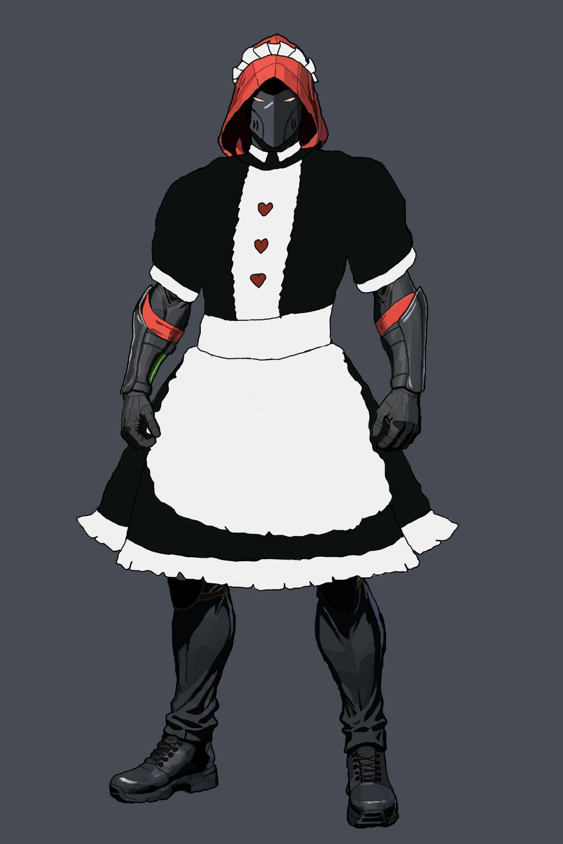 Crimzon not too happy about being in a maid dress