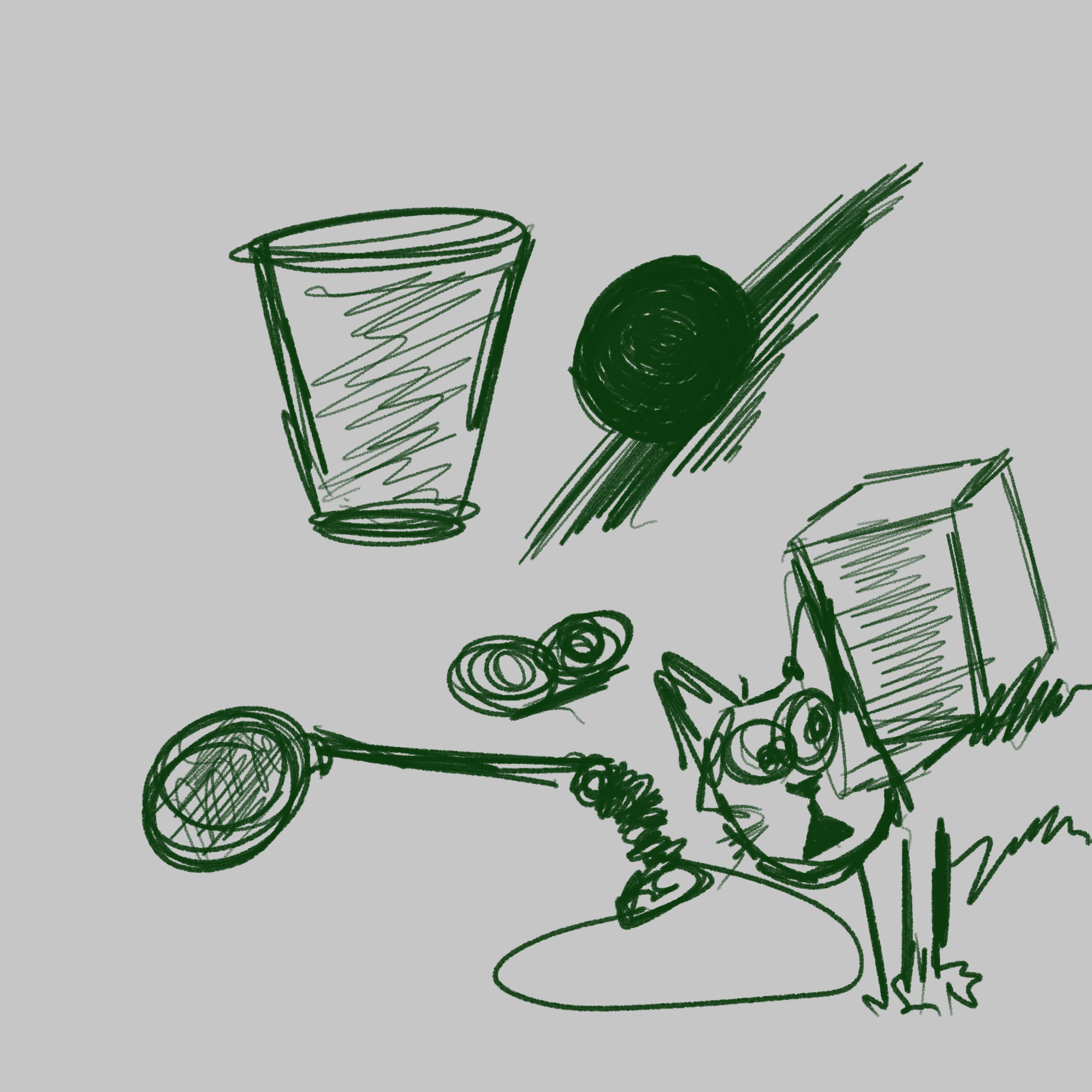 Shapes and scribbles, and a cat?