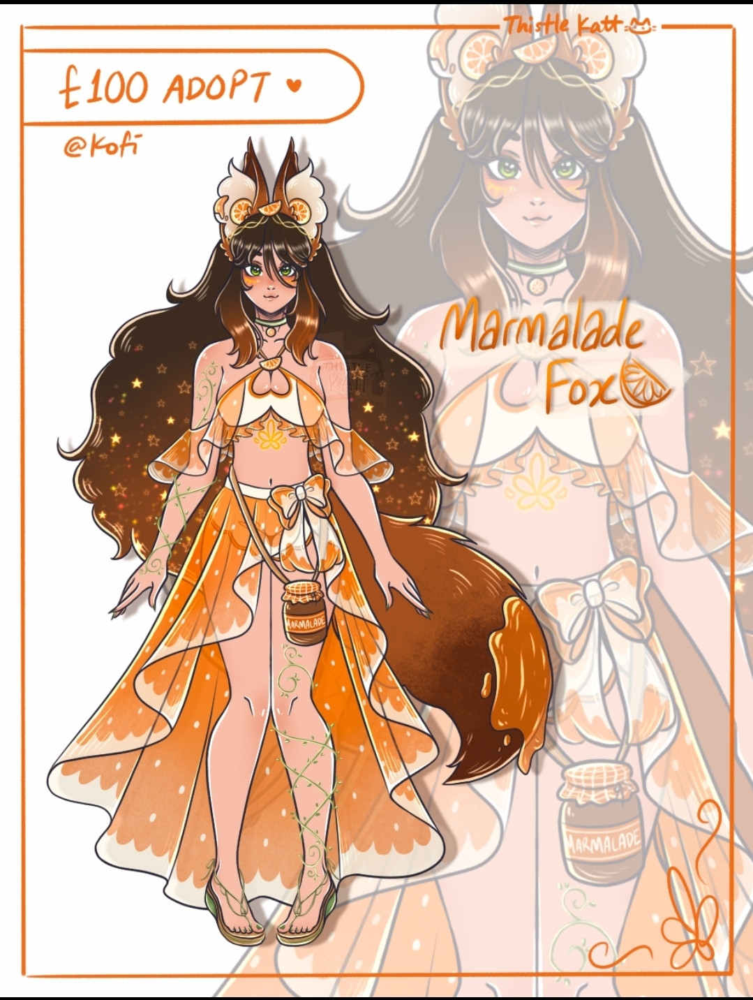 Adoptable marmalade fox girl, selling for £100 payable via Kofi 