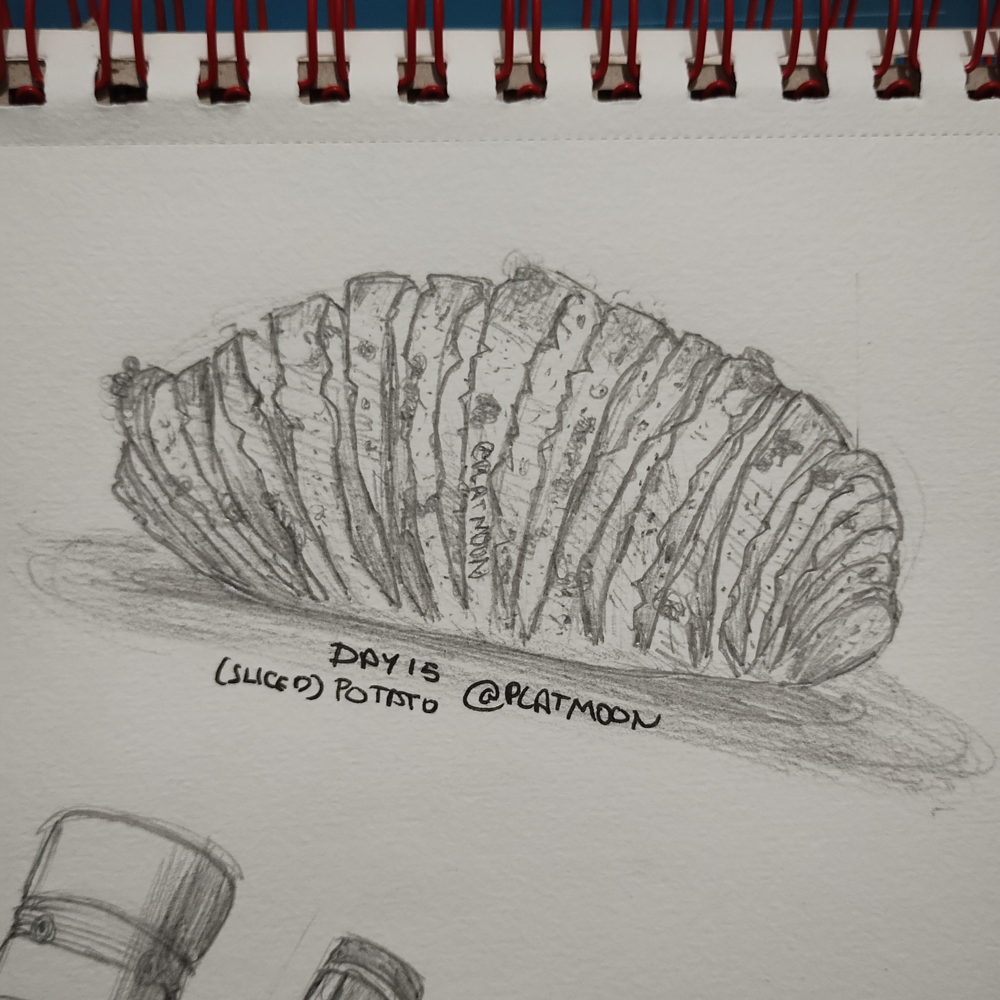 sketch of a cooked sliced potato