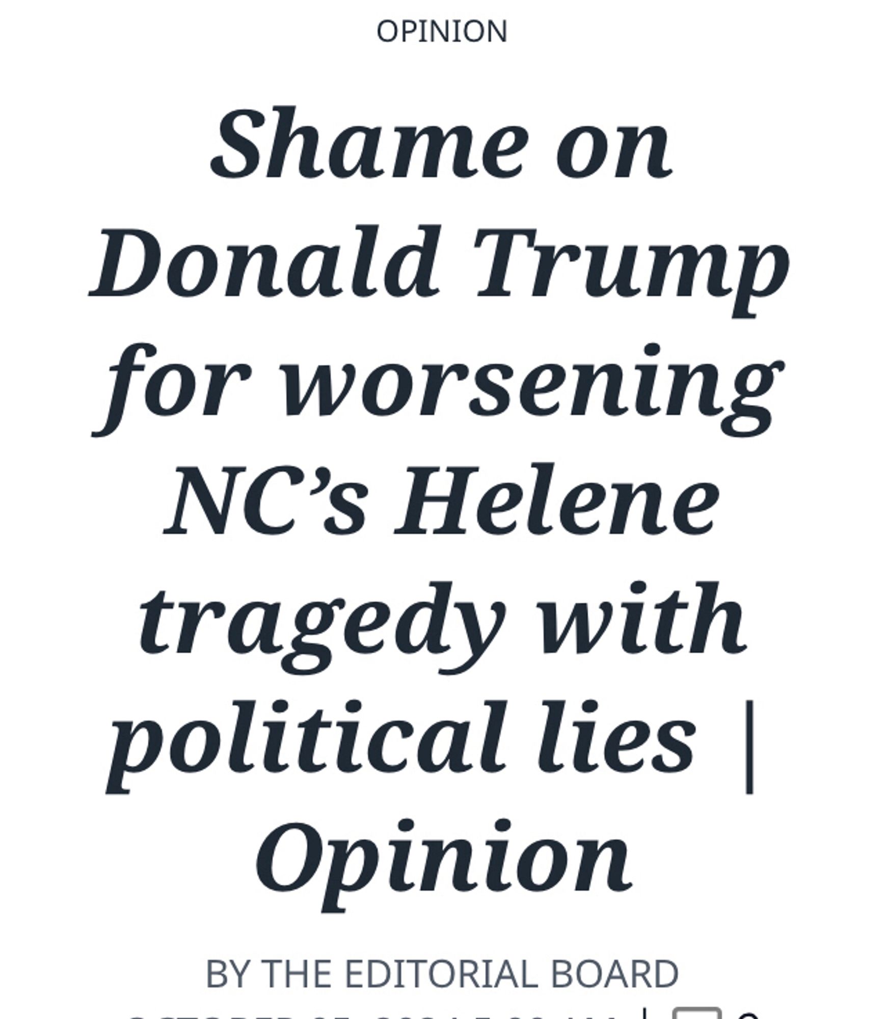 Headline of an editorial: Shame on Donald Trump.