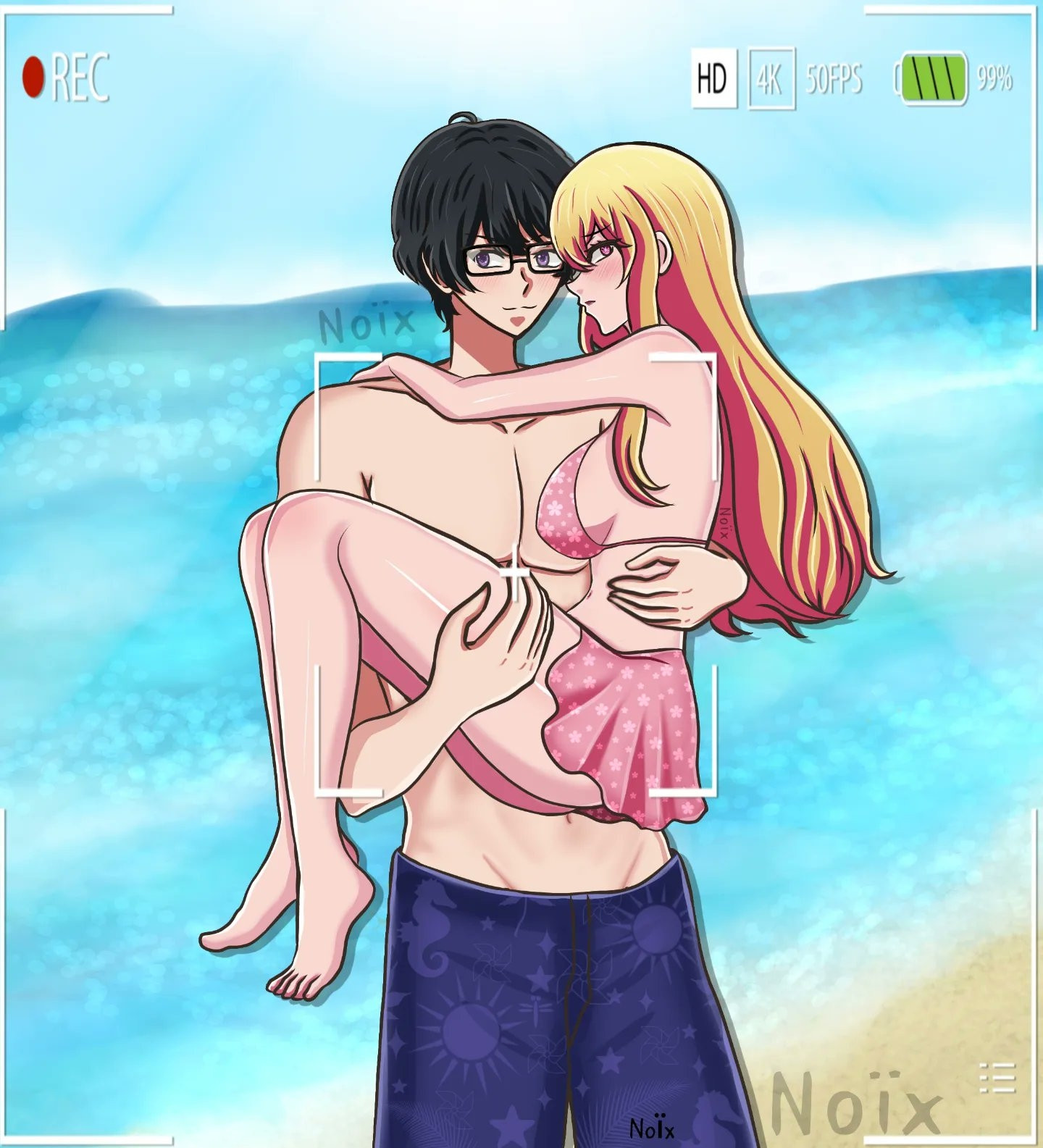 En el capítulo 148 de la playa es hasta donde se le ve a los medios hermanos interactuar cuando Ruby le ofrece una bebida a Taiki y este tiene sentimientos encontrados al saber que son familia, me gustaría que les dedicarán más  escenas para saber que piensan de su parentesco y sobretodo de su papá Hikaru... 

Aquí en mi fanart los puse que Mem quiso tomarles fotos y videos para su cuenta tal como lo hizo con Aqua y Ruby en el capítulo 124 ⭐

Taiki sin lentes me encanta 🥹♥️
 Siento que con lentes tiene un gran parecido con Gorou... Y sin lentes se ve igual a Aqua pero con cabello negro 🖤

#taikihimekawa #姫川大輝 #fanart #oshinoko #oshinokofanart  #rubyhoshino #星野ルビー #beach #oshinokoanime #水着 #推しの子 #halfbrothers #異母兄弟 #brotherandsister #兄妹