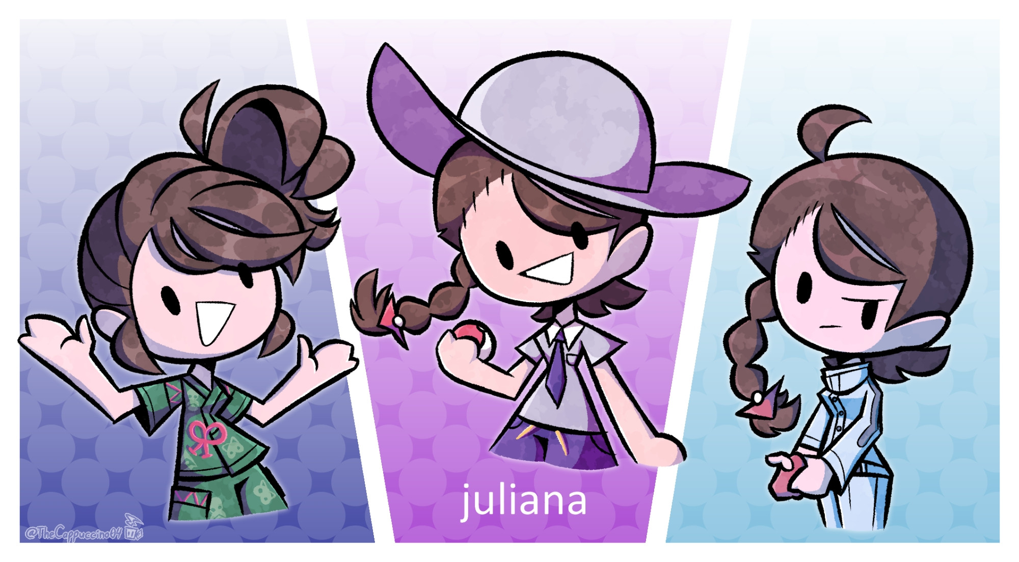 juliana in her different pokemon sv outfits :) she's so BORING (affectionate)