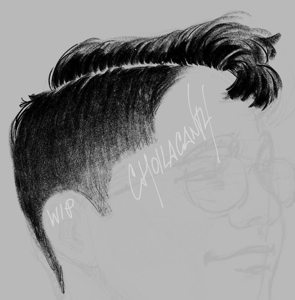 Wip drawing of taper fade haircut