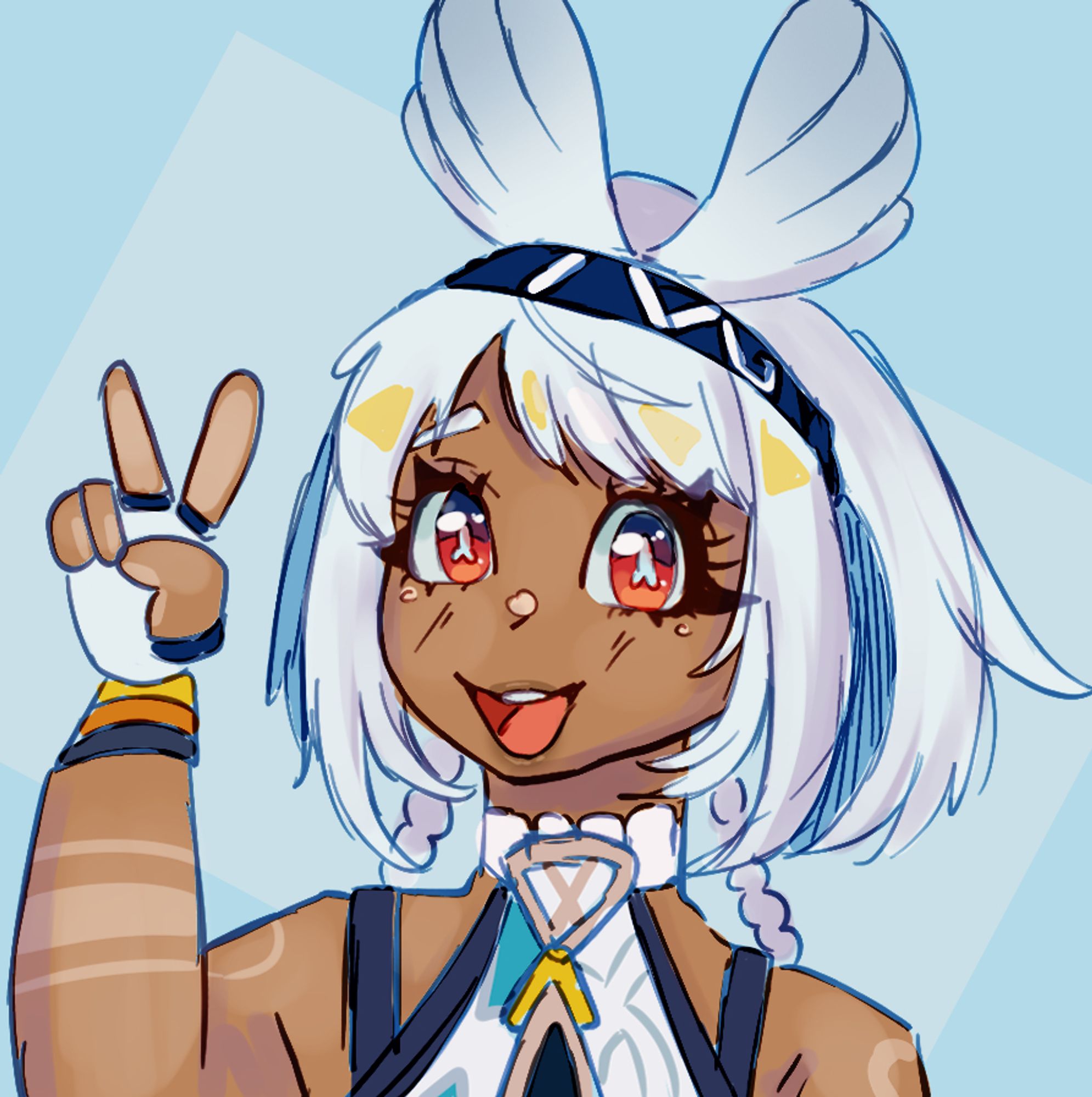 mualani from genshin doing a peace sign :3