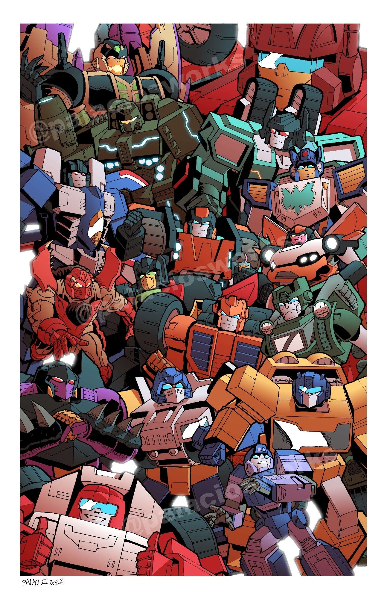 Color illustration of 17 IDW-original characters and designs.