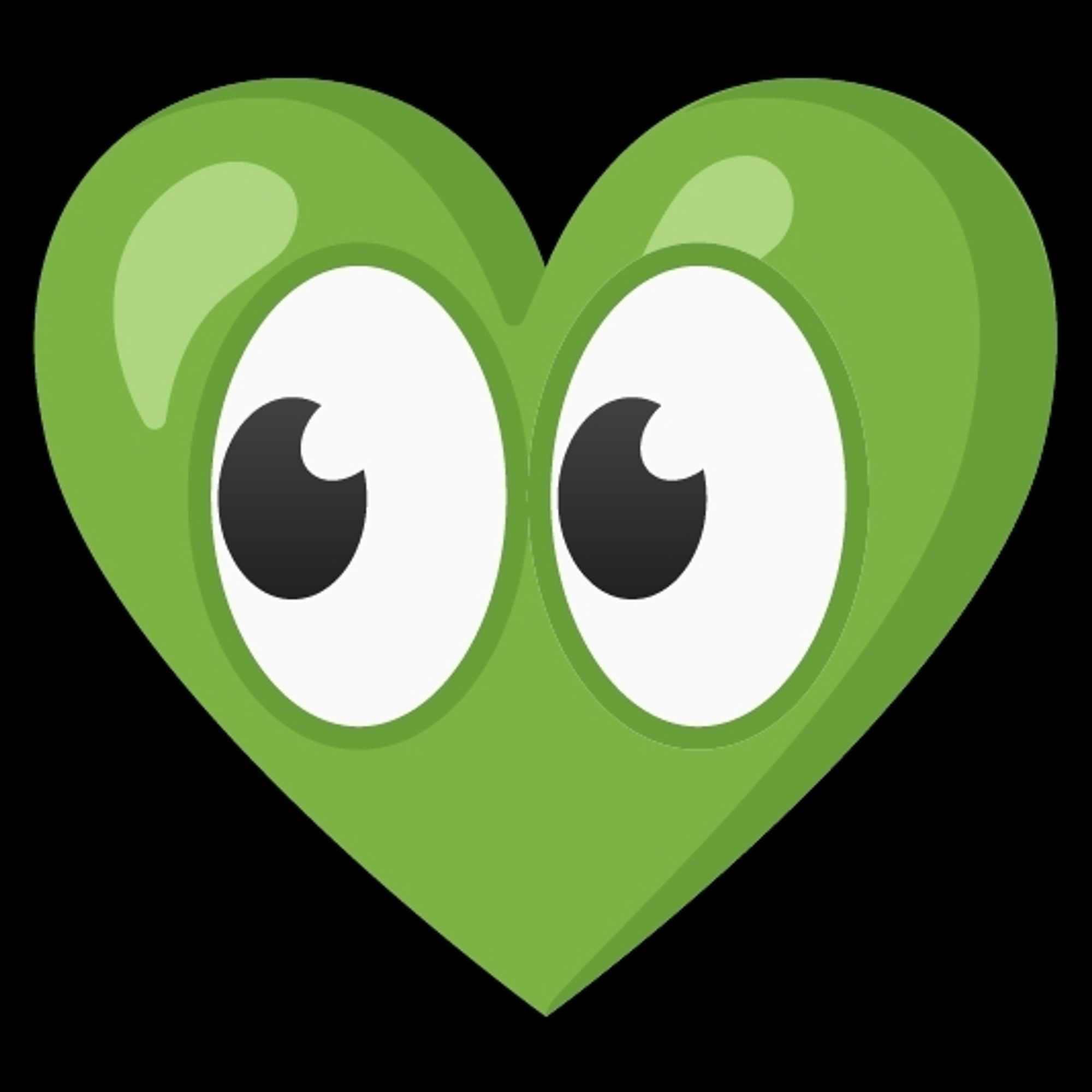 A mix of a green heart and eyes emoji