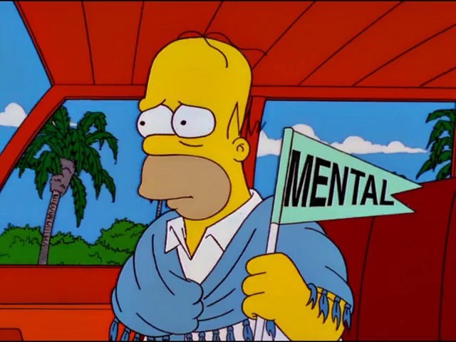 Homer Simpson holding a mental flag