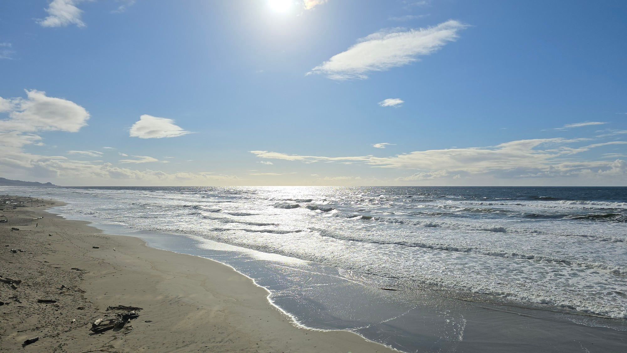 Oregon coast in blazing sunshine