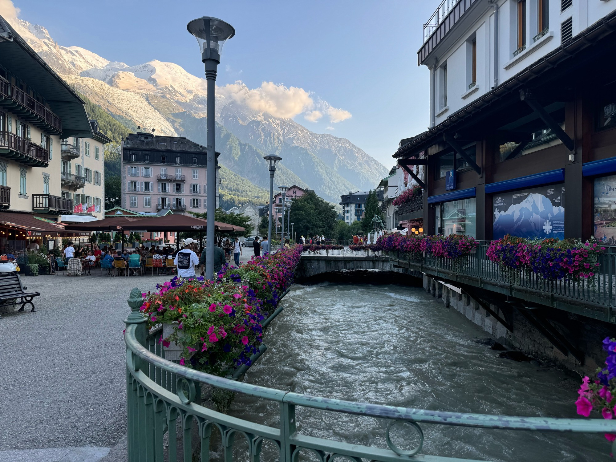 View of Mont Blanc looking down the Arve