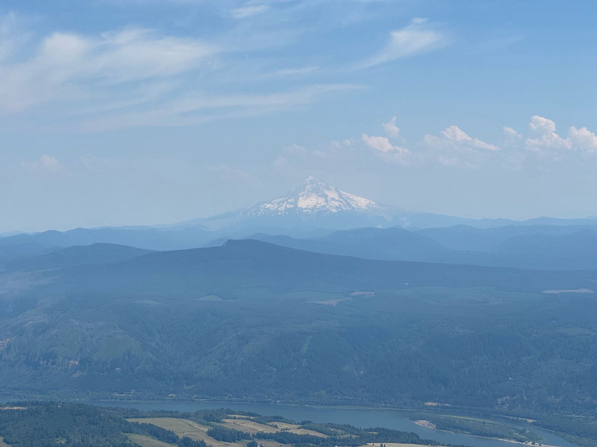 Mt Hood and the Columbia River Gorge from the air