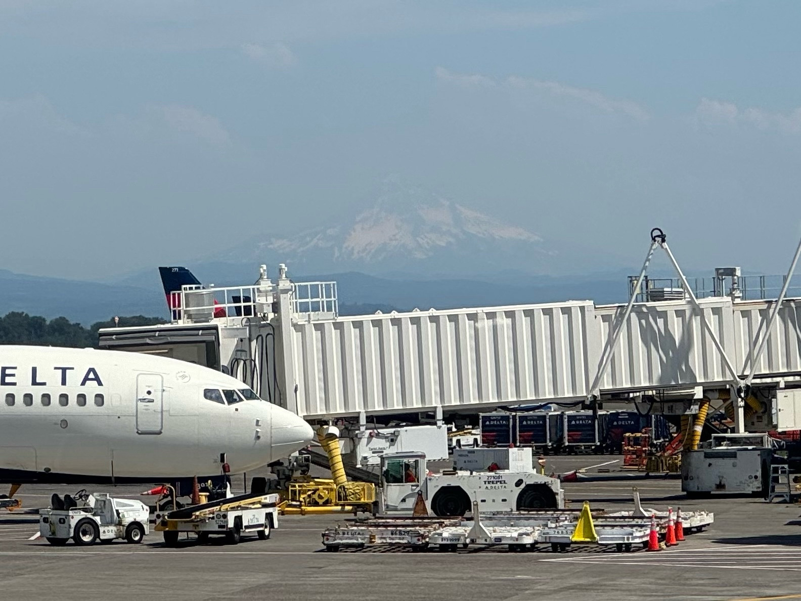 View of Mt Hood from the tarmac at PDX airport