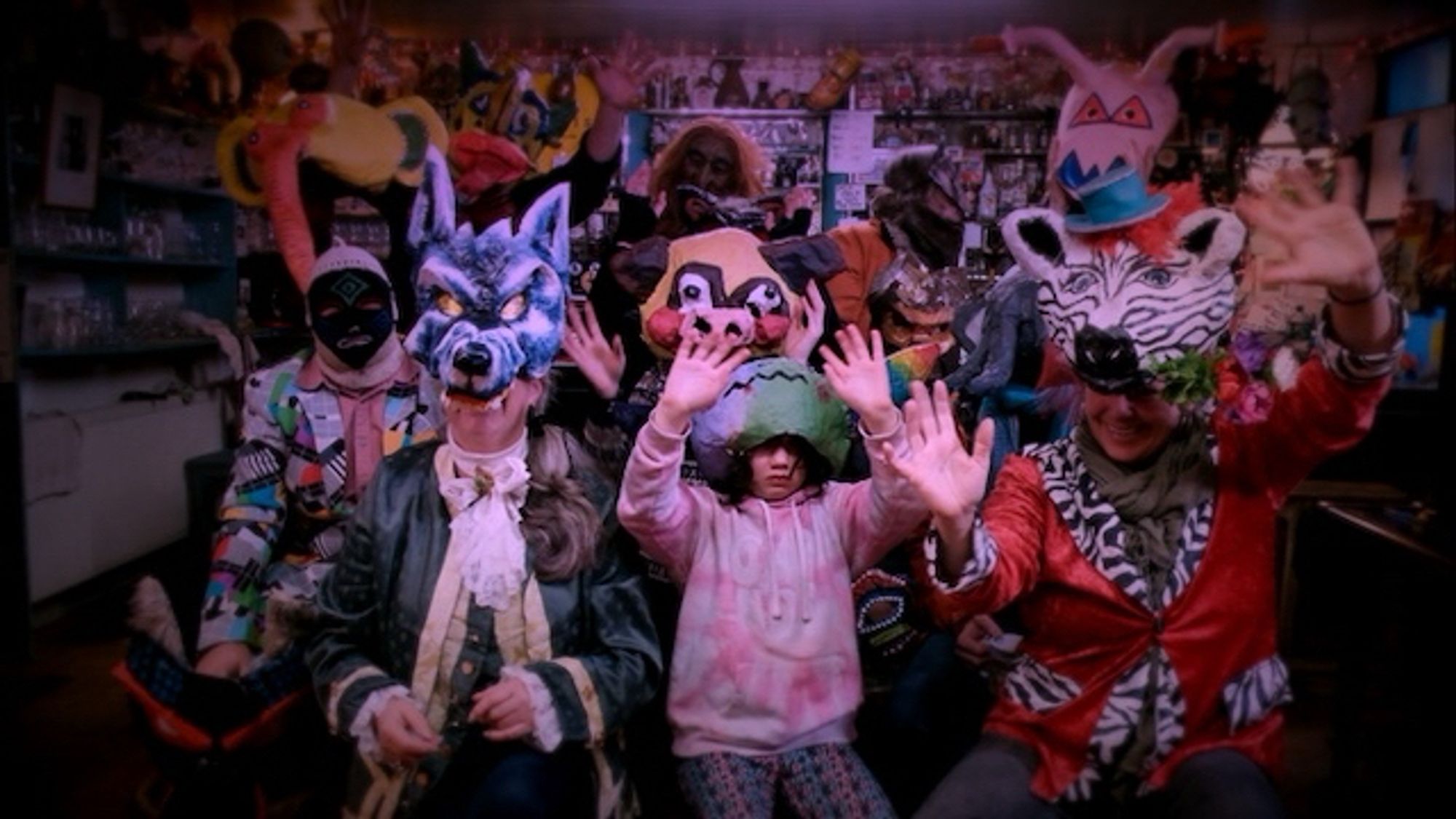 Video still:

Featuring the Ballydehob Jazz muppet audience in Levis Corner House. 

Audience wearing brightly coloured outfits and oddball paper mache masks and heads from previous festivals. 

Ballydehob Jazz Festival 3-6th May 2024.

Music in the video by Stephanie Nilles
Video by Jason Lee
Featuring the Ballydehob Jazz Moppets
On location in Levis Corner House