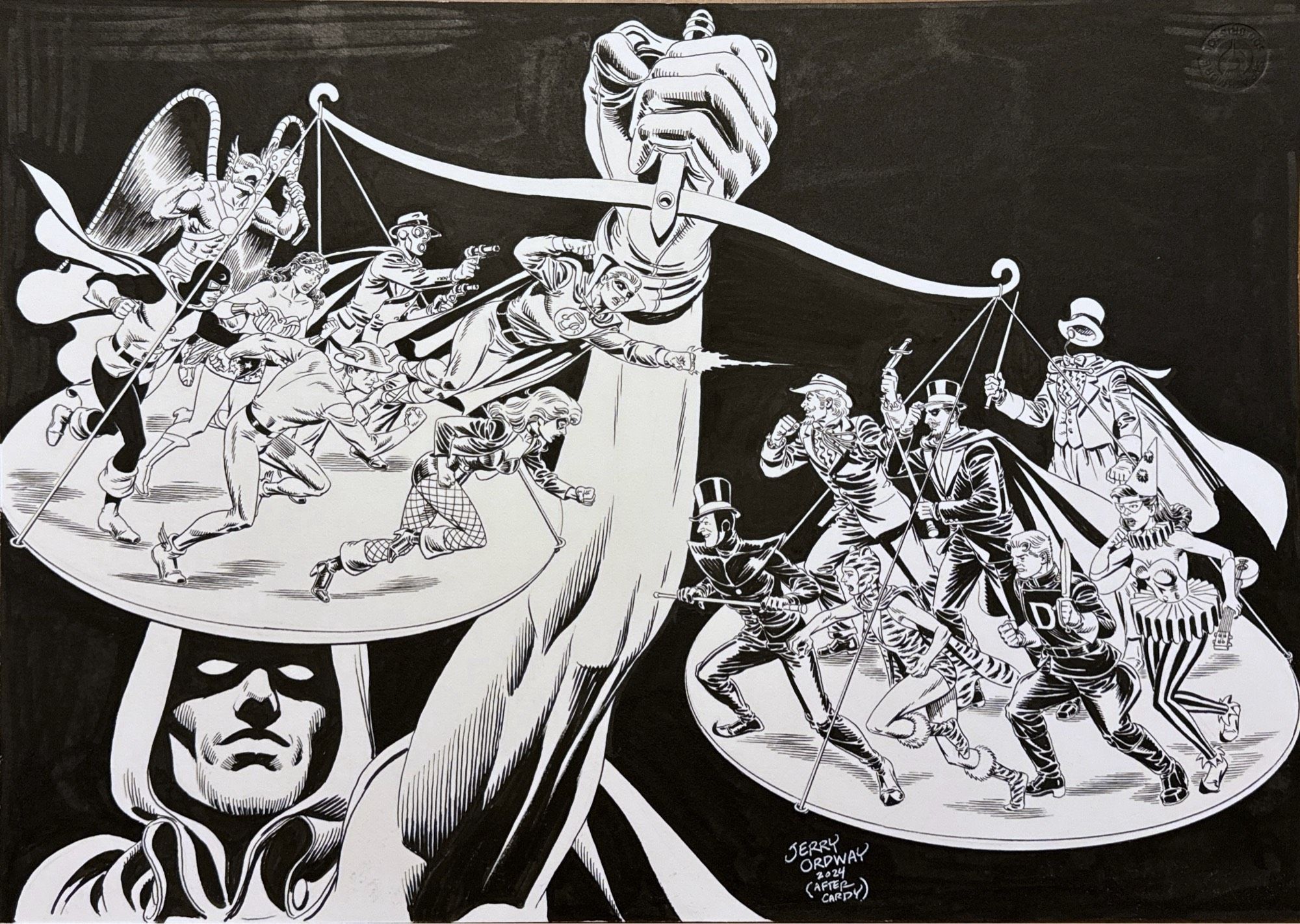 Jerry Ordway commission, JSA characters based on the cover to JLA 111