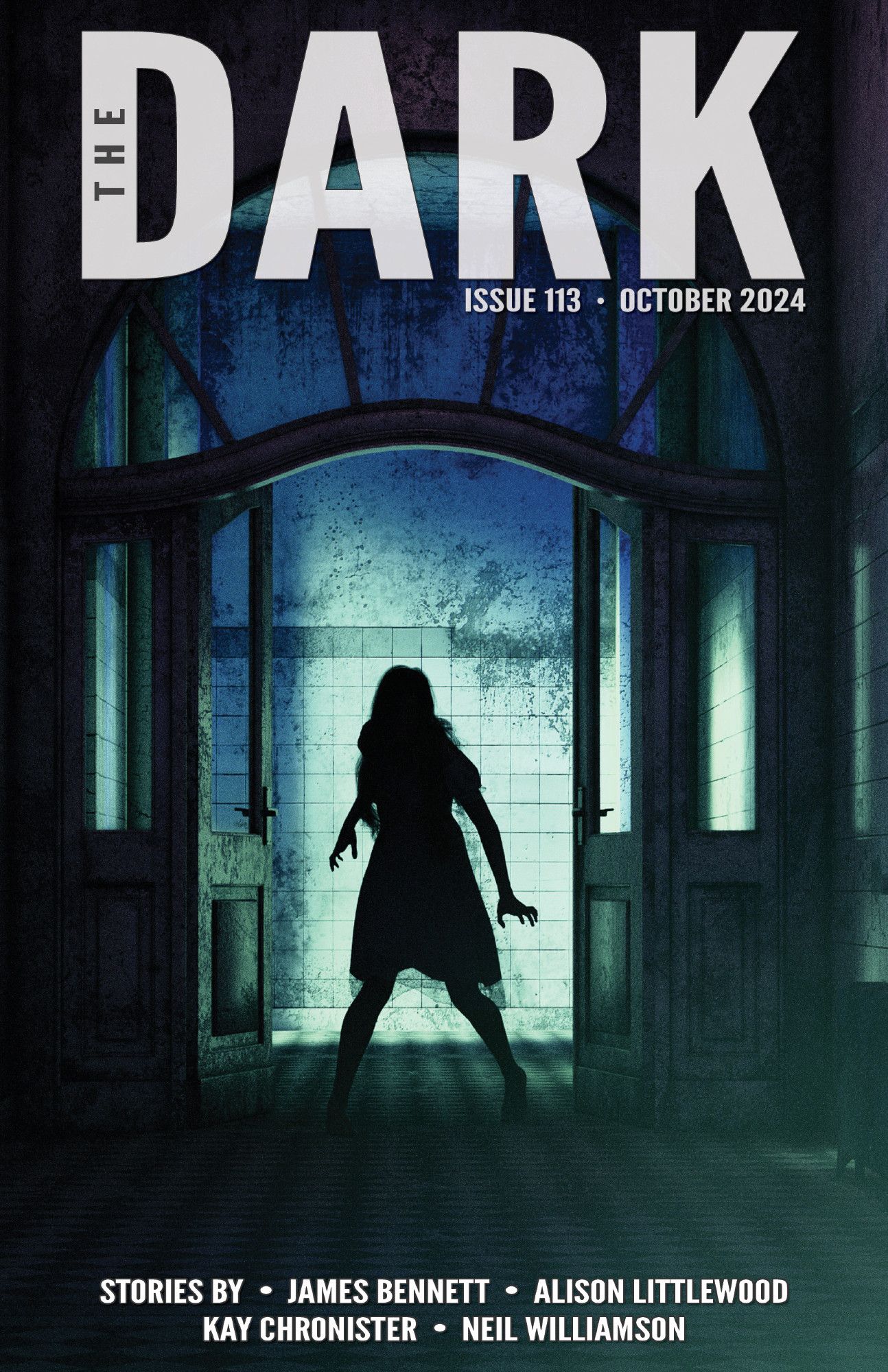 The Dark #113 cover, featuring a silhouetted woman (a zombie?) in a dark hallway