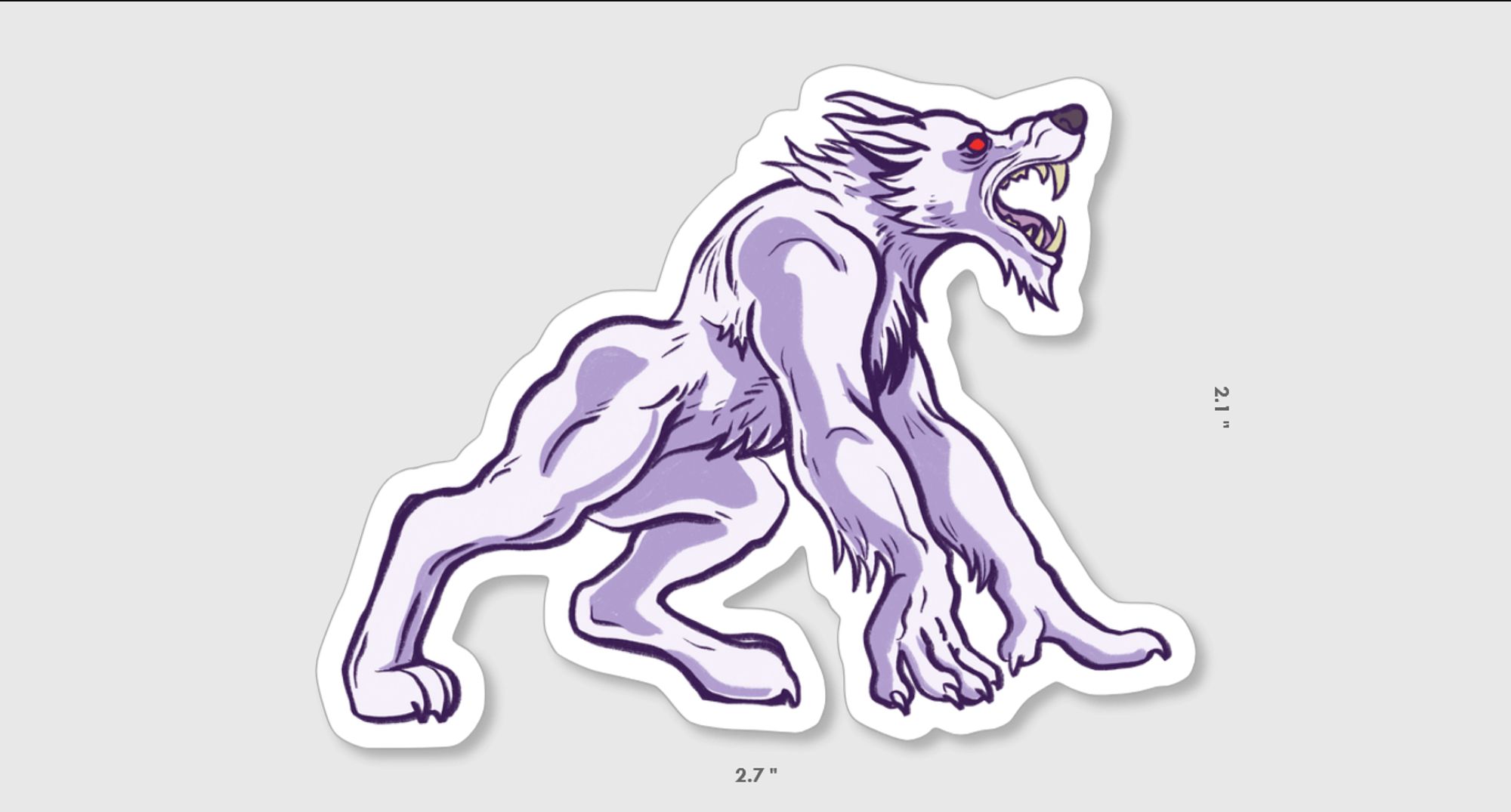 a white snarling werewolf on all fours