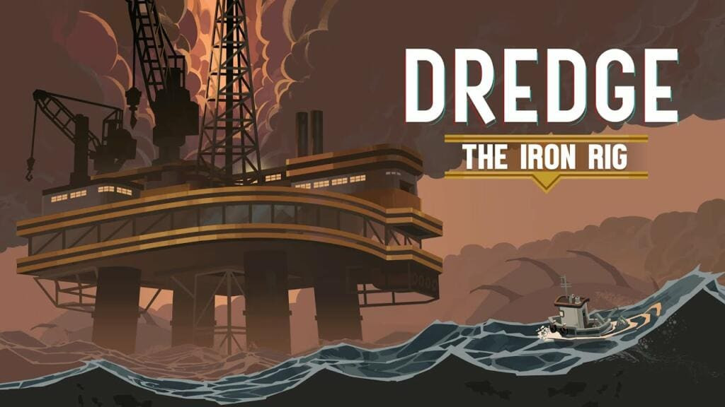 Portada del DLC "The Iron Rig" del juego "Dredge"