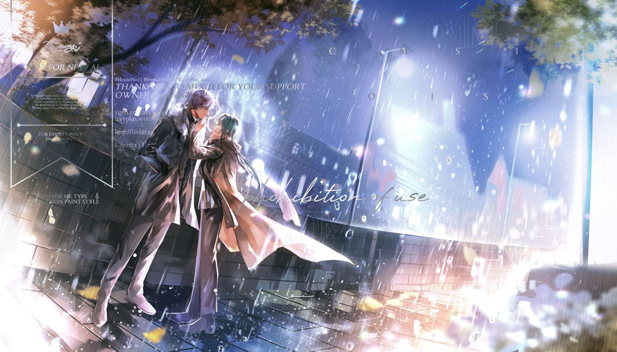 Two men smoking in the rain. They didn't get wet because of a magic umbrella floating above their heads.

They are my oc and KK's oc. Rees and Daisy in Bad End AU. They weren't dating like the main verse. But some bonds keep them from being separated even though they are on different sides.