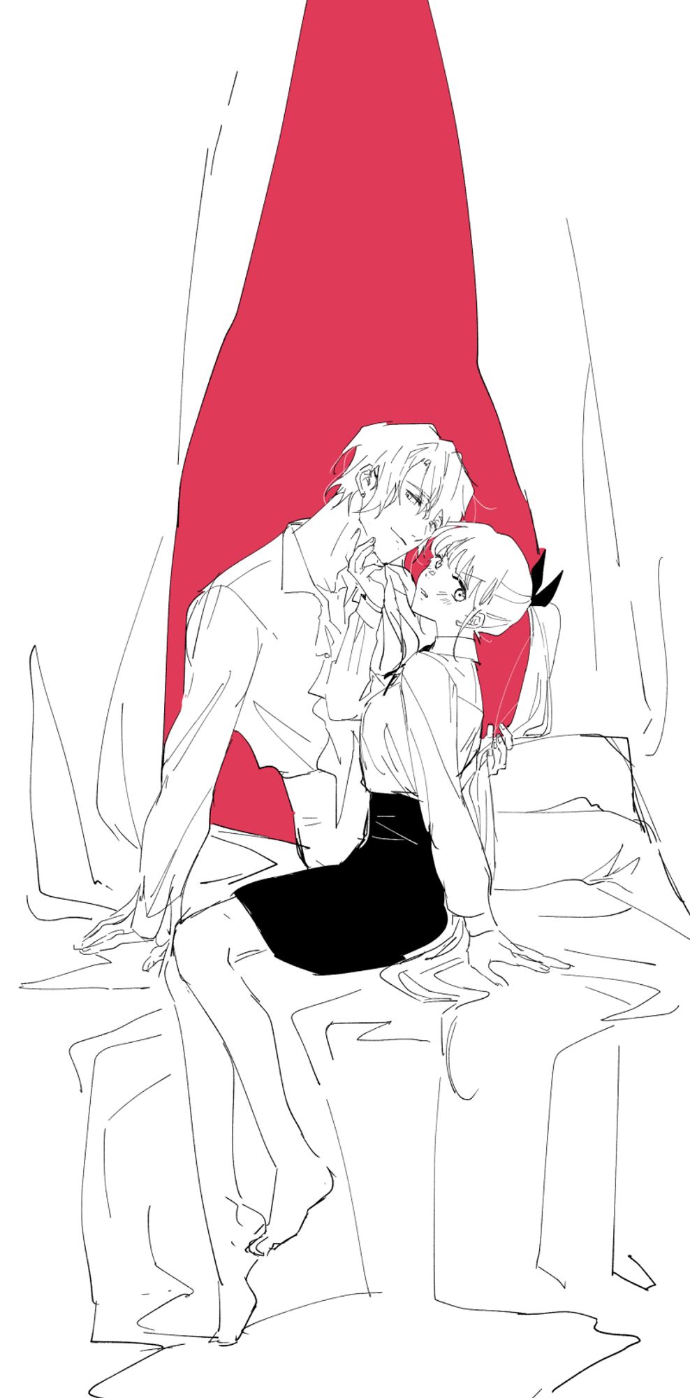 Illustration, sketch of couple.
Seth, my oc and Margaret, Mothila's oc in vampire AU.