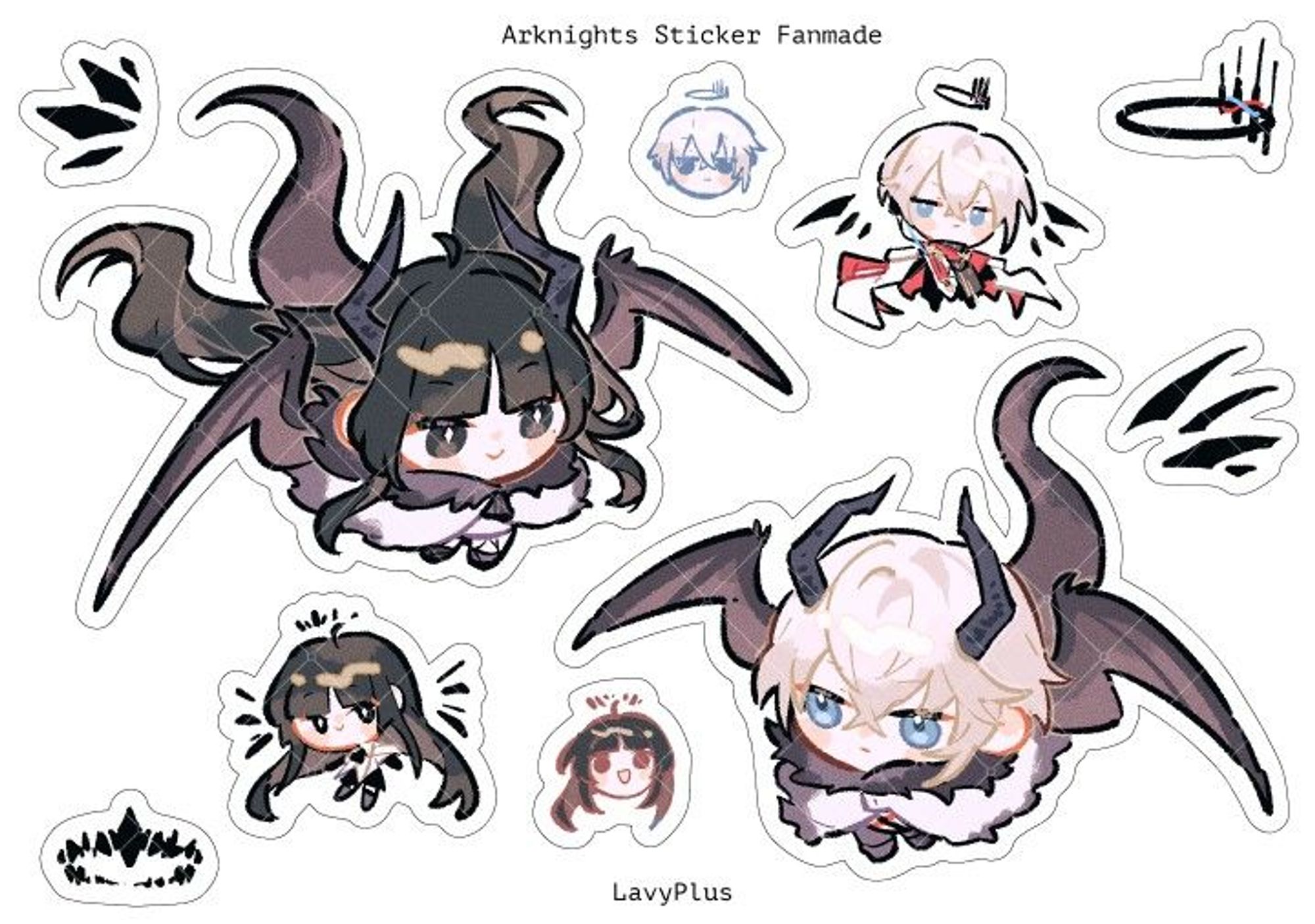 fan art Arknights, chibi Aurturia and Executor sticker fan made.