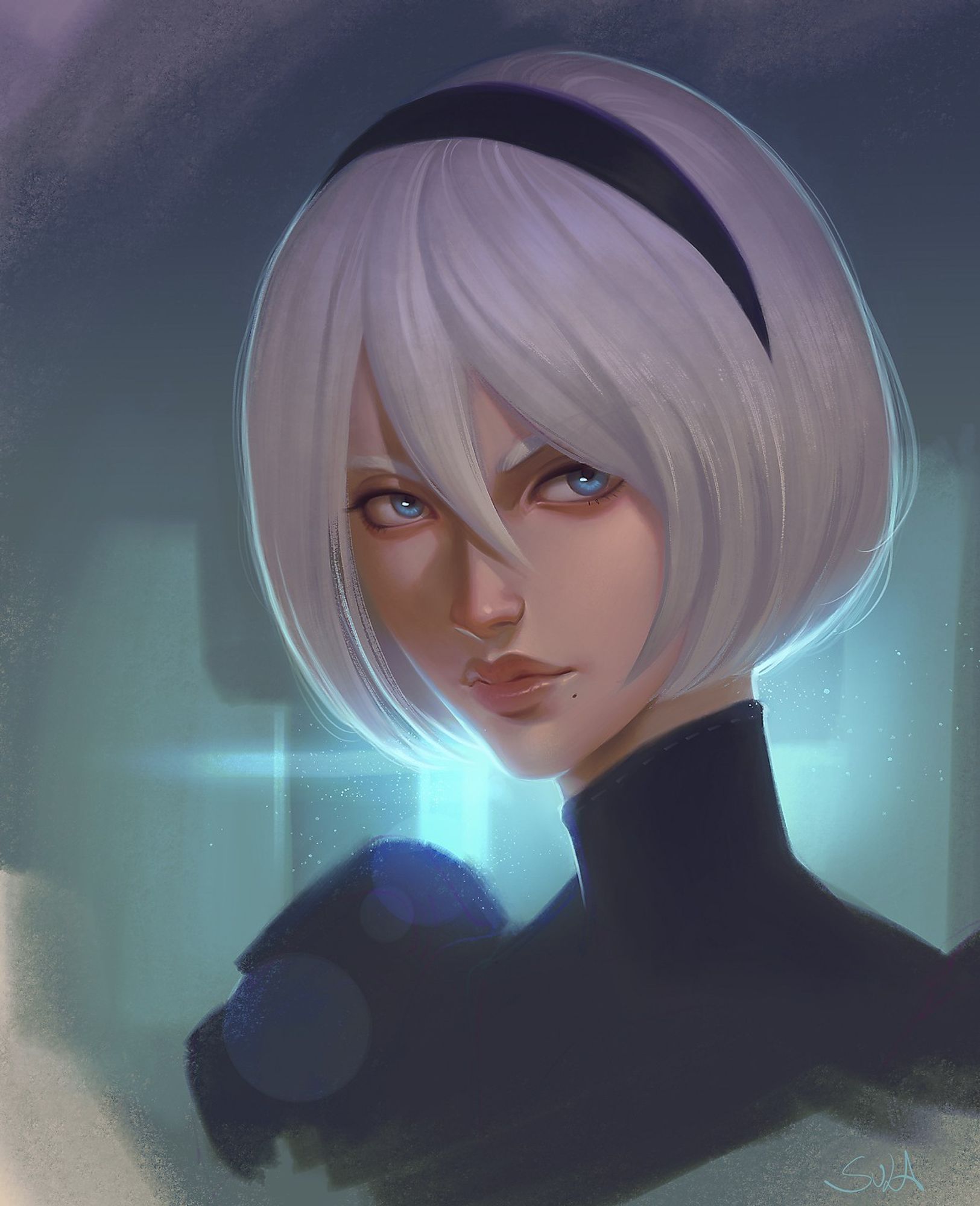 A simple portrait of the character 2B