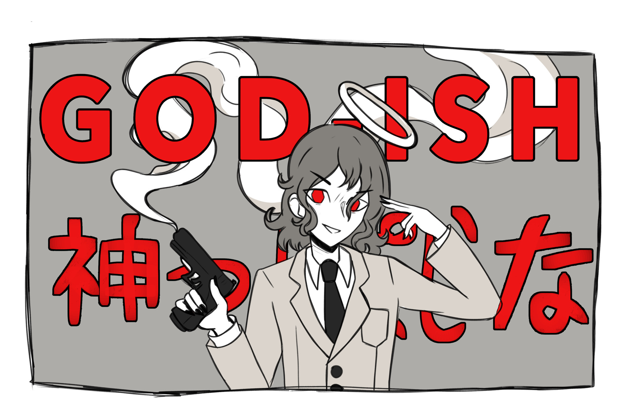 Parody art of the vocaloid song “God-ish” featuring Goro Akechi from persona 5