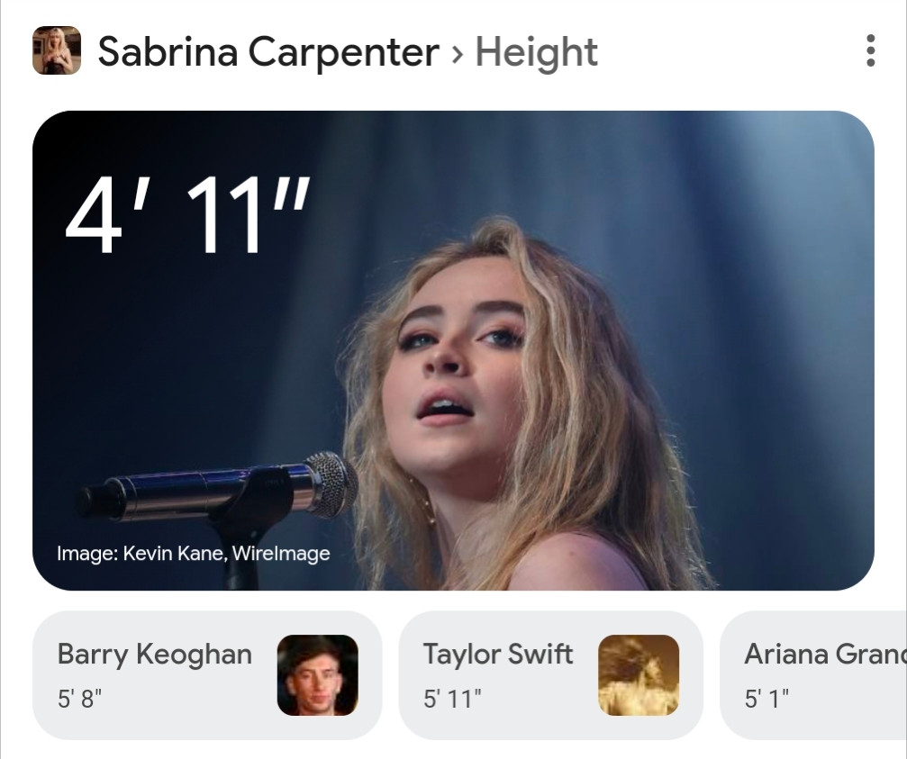 Sabrina Carpenter > Height: 4' 11"