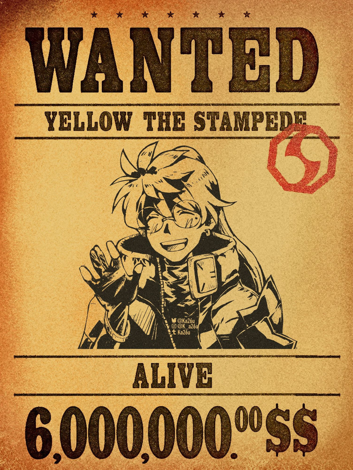 Vash the stampede wanted poster but vash has been replaced by yellow from pokespe.