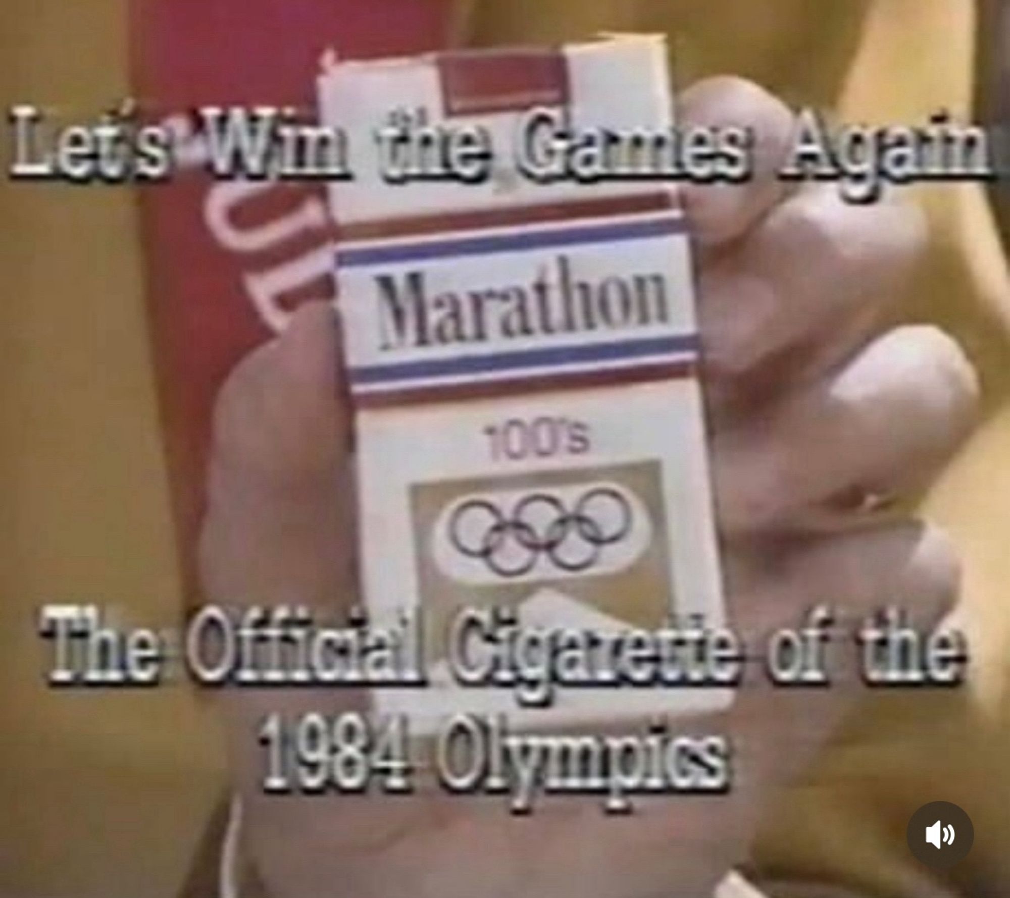 Reklam för de officiella olympiska cigaretterna 1984.