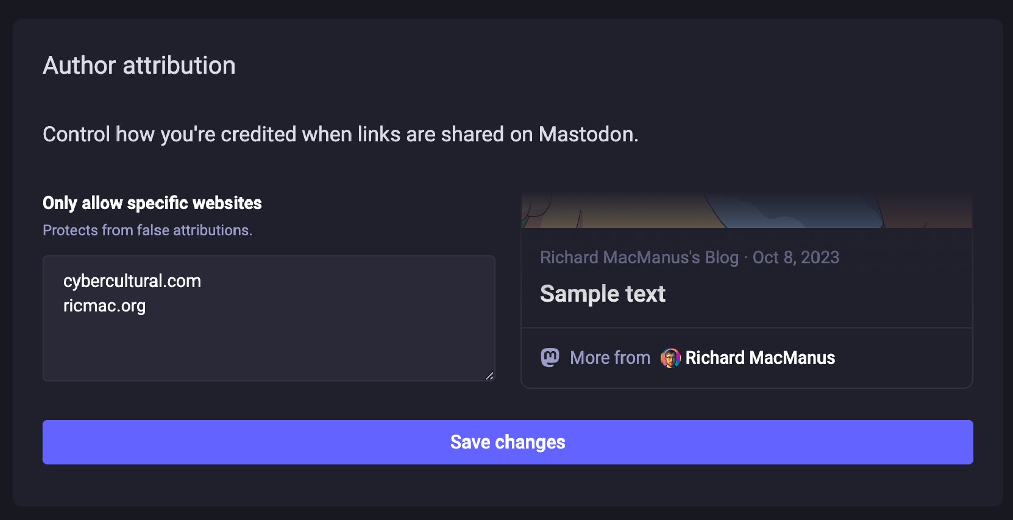 Author attribution in Mastodon