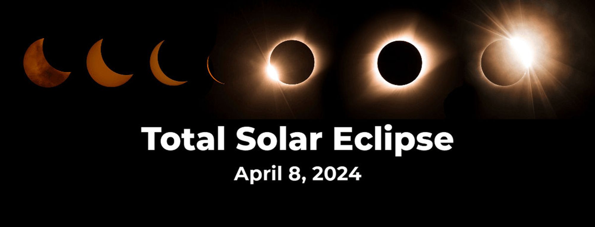 Picture of several different stages of a solar eclipse