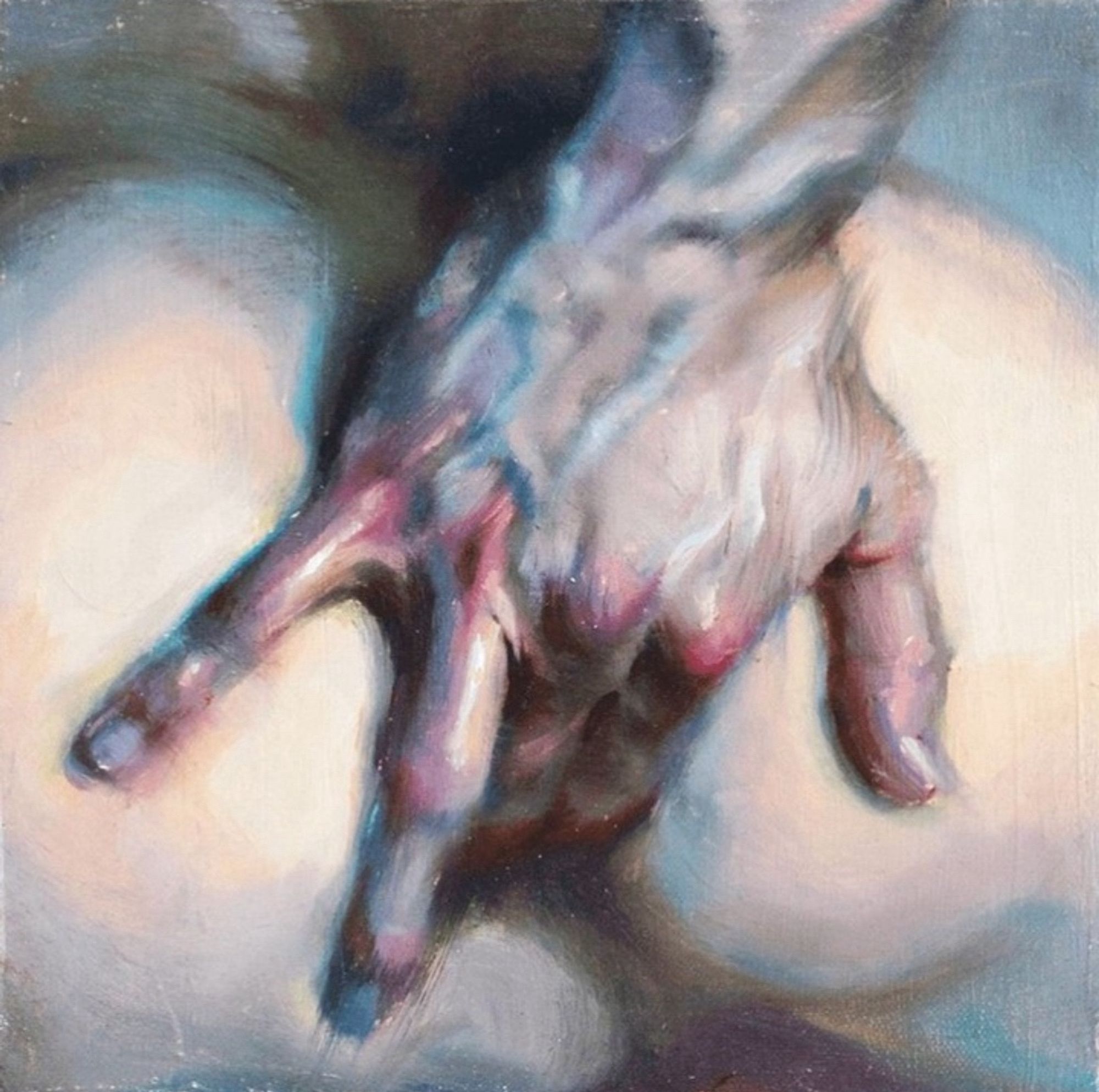 oil painting of a hand by ivan alifan