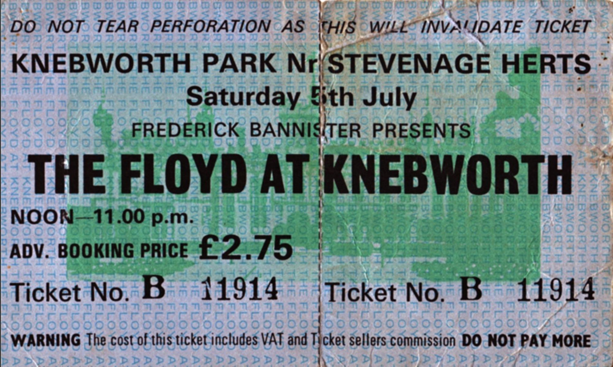 Pink Floyd ticket - Knebworth 1975