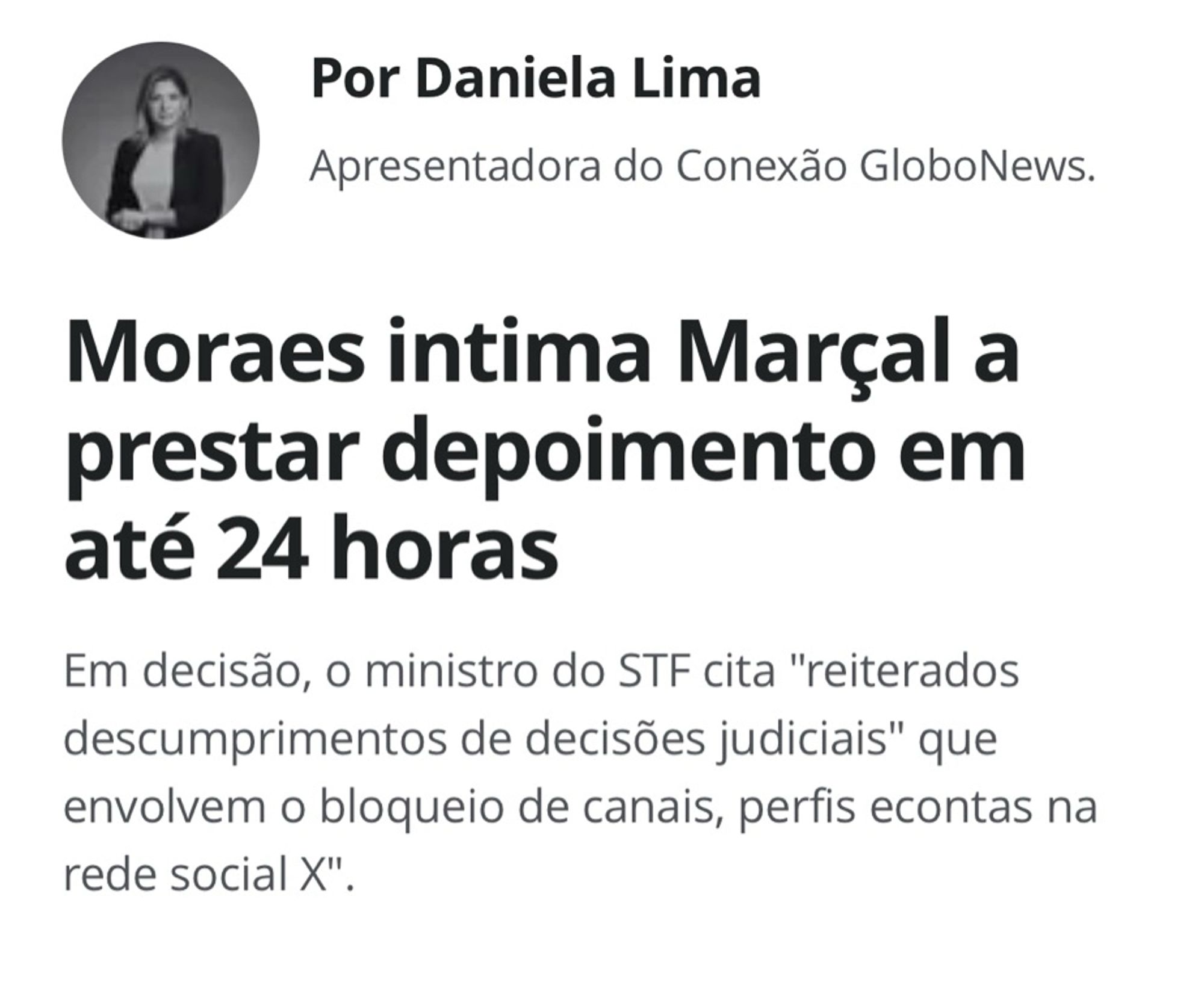 Moraes Intima Marçal a depor em 24 horas