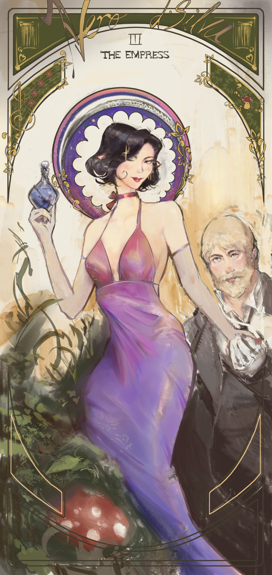 Nero as the tarot card The Empress with Wolfgang in the background