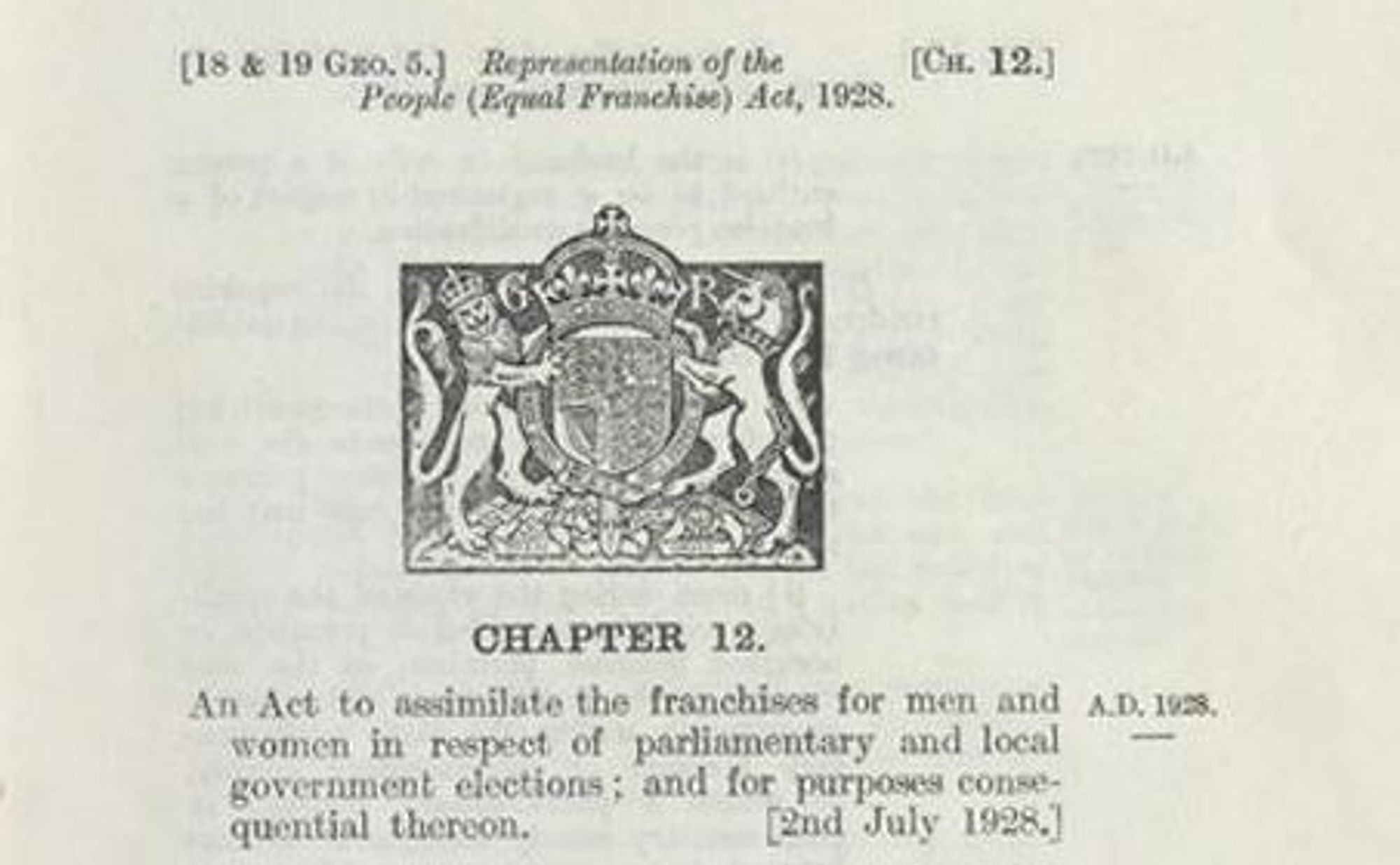 frontpage of the 1928 representation of the people act