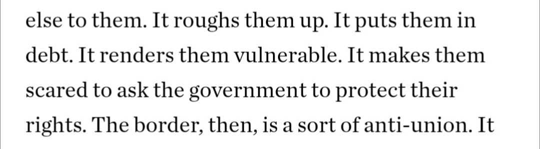 Screenshot: "It roughs them up. It puts them in debt. It makes them vulnerable. It makes them scared to ask the government for help."