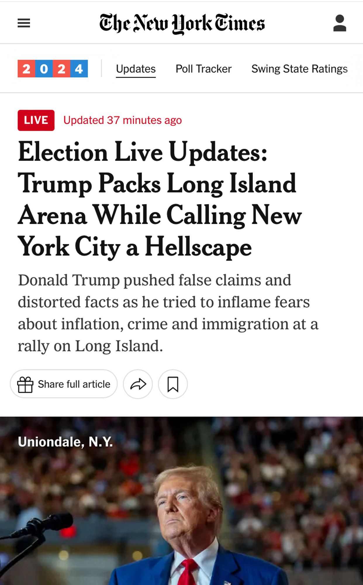 Election Live Updates: Trump Packs Long Island Arena While Calling New York City a Hellscape