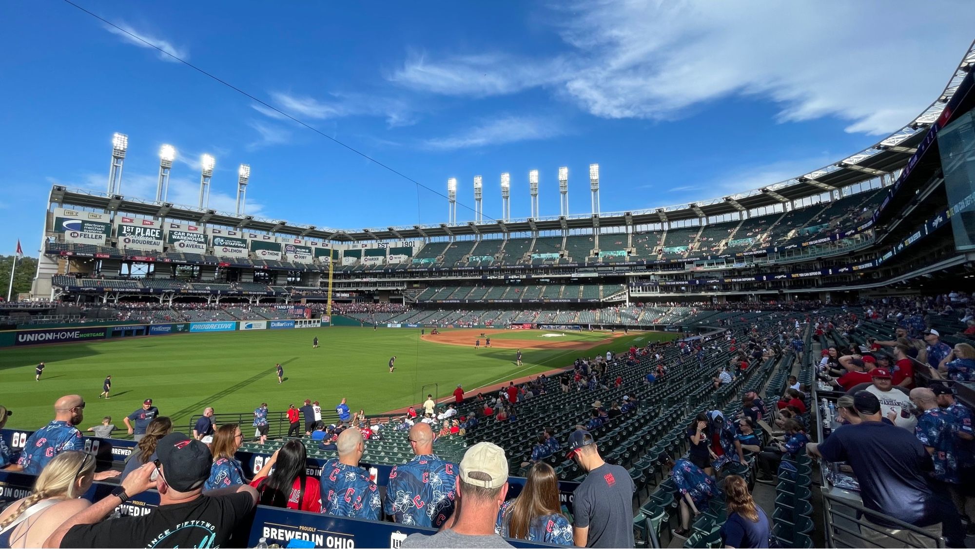 picture of progressive field in cleveland, ohio before the july 3, 2023 major league baseball game between the atlanta braves and the cleveland guardians