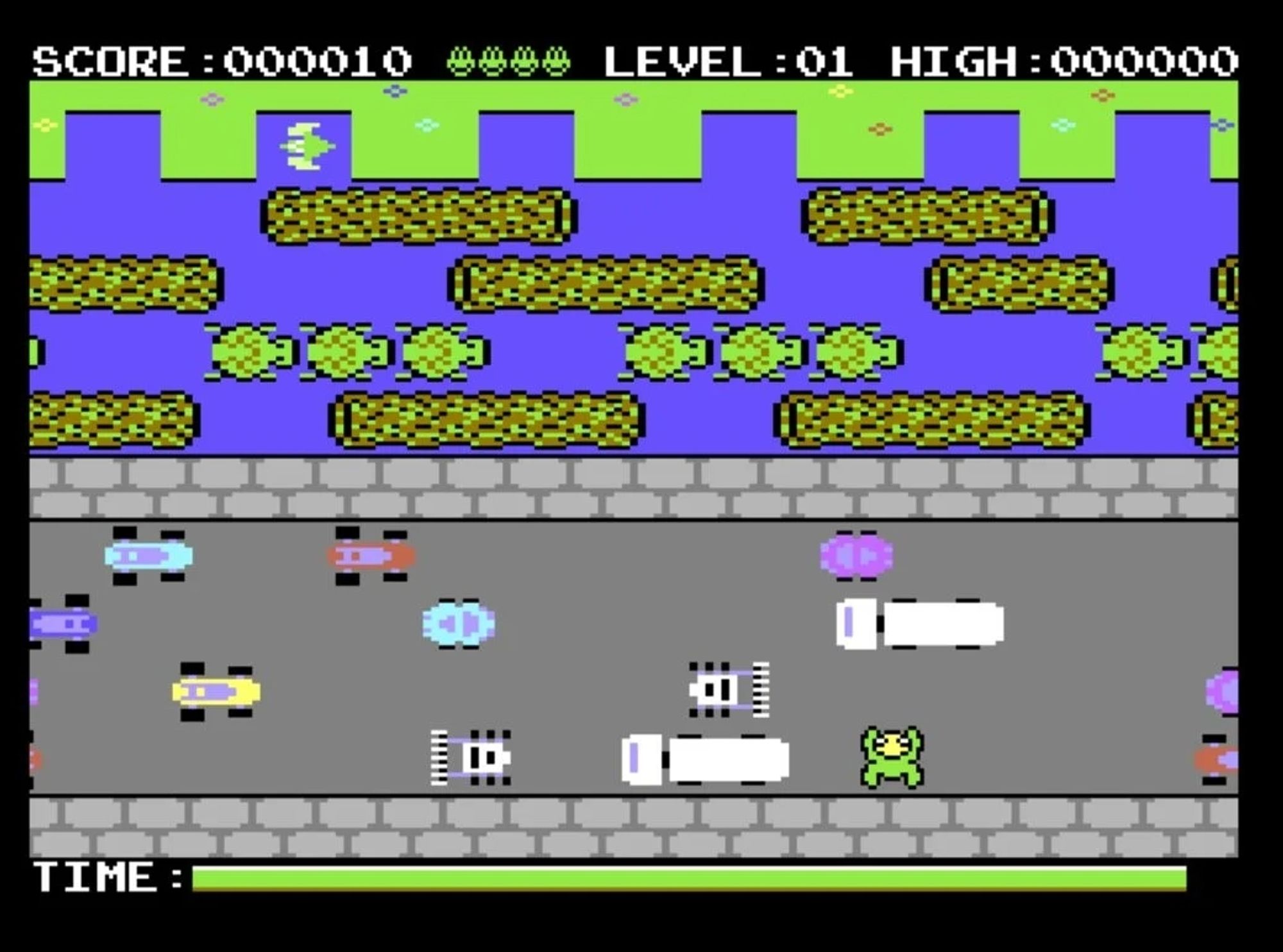 Screenshot of the arcade game Frogger